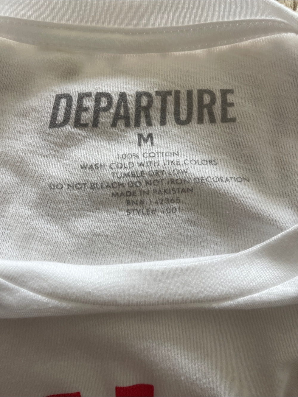 Revolve Departure "Bonjour" White Graphic‎ Tee  Medium - Picture 4 of 4